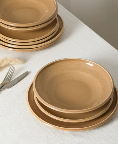 Earth & Clay Harmony 12pc Stoneware Dinnerware Set In Brown