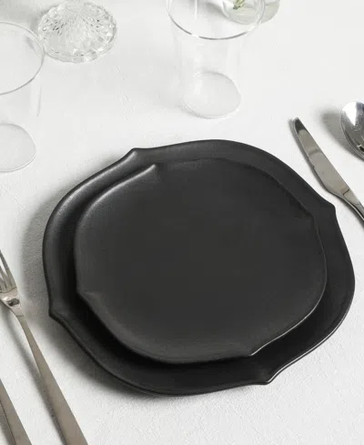 Stone Lain Baskerville 16pc Stoneware Dinnerware Set With Borosilicate Glass In Black