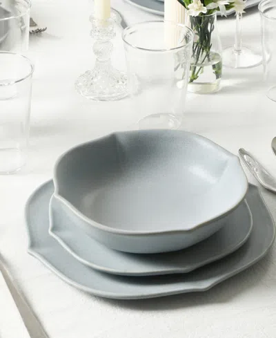 Stone Lain Baskerville 16pc Stoneware Dinnerware Set With Borosilicate Glass In Gray