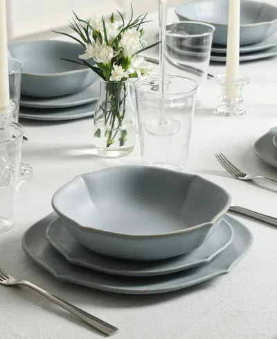 Stone Lain Baskerville 16pc Stoneware Dinnerware Set With Borosilicate Glass In Gray