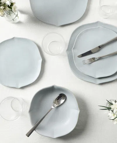 Stone Lain Baskerville 16pc Stoneware Dinnerware Set With Borosilicate Glass In Gray