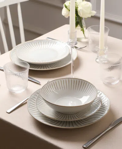 Stone Lain Linea 16pc Stoneware Dinnerware Set In White