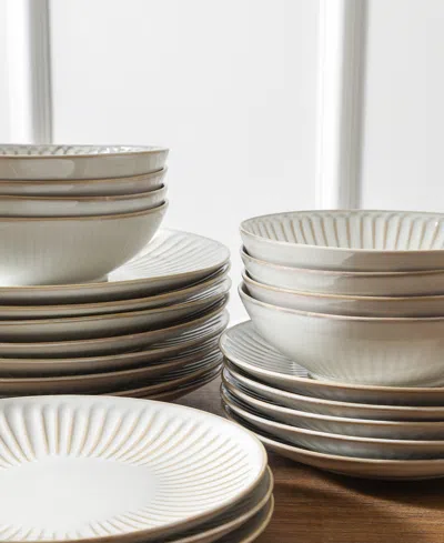 Stone Lain Linea 16pc Stoneware Dinnerware Set In White
