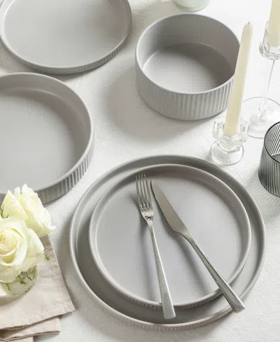 Stone Lain Haven 16pc Stoneware Dinnerware Set With Borosilicate Glass In Gray