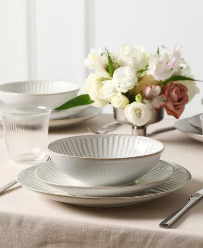 Stone Lain Linea 16pc Stoneware Dinnerware Set In White