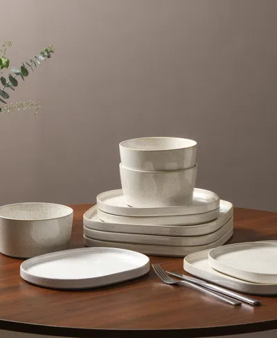 Stone Lain Cairo Stoneware 12-piece Dinnerware Set In White