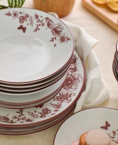 Stone Lain Esme 16pc Porcelain Dinnerware Set In Red