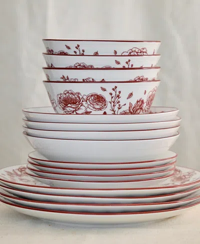 Stone Lain Esme 16pc Porcelain Dinnerware Set In Red