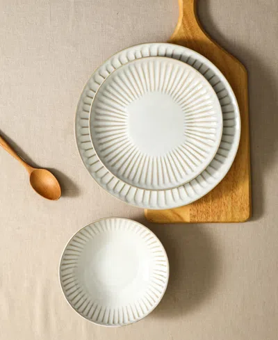 Stone Lain Linea Stoneware 24-piece Dinnerware Set In White