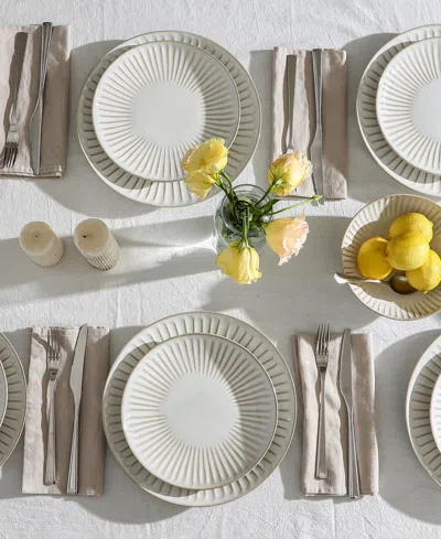Stone Lain Linea Stoneware 24-piece Dinnerware Set In White