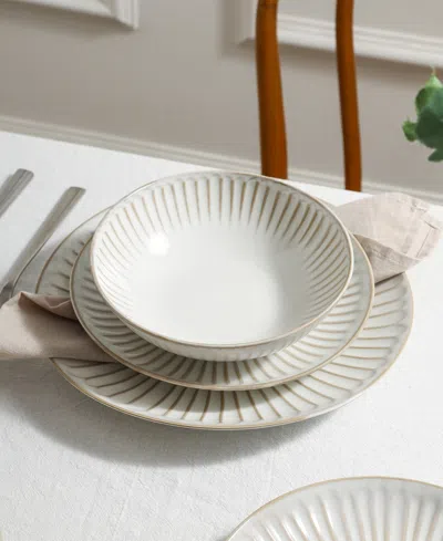 Stone Lain Linea Stoneware 24-piece Dinnerware Set In White