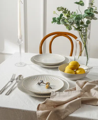 Stone Lain Linea Stoneware 24-piece Dinnerware Set In White