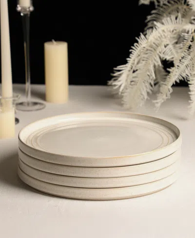 Stone Lain Claire Stoneware 4-piece Dinner Plate Set In Neutral