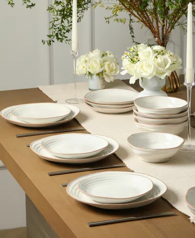 Stone Lain Nami 24pc Stoneware Dinnerware Set In White