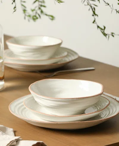 Stone Lain Nami 24pc Stoneware Dinnerware Set In White