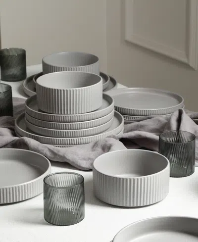 Stone Lain Haven 32 Pc. Dinnerware & Glassware Set, Service For 8 In Gray