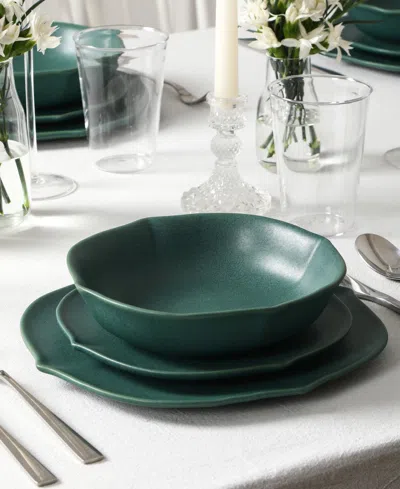 Stone Lain Baskerville 32 Pc. Dinnerware & Glassware Set, Service For 8 In Green