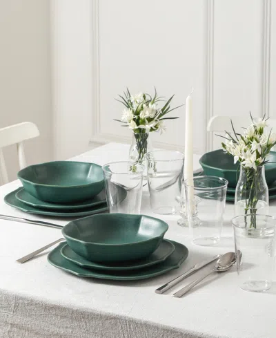 Stone Lain Baskerville 32 Pc. Dinnerware & Glassware Set, Service For 8 In Green