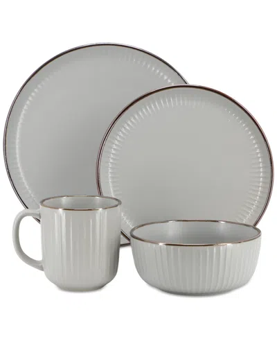 Elama Leo Light Grey 16pc Stoneware Dinnerware Set In Gray