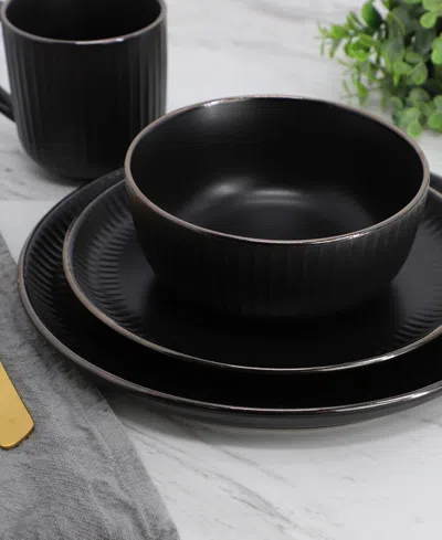 Elama Leo 16 Pc. Dinnerware Set, Service For 4 In Black