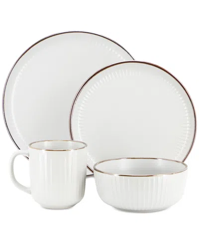 Elama Leo 16 Pc. Dinnerware Set, Service For 4 In White