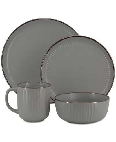 Elama Leo 16 Pc. Dinnerware Set, Service For 4 In Gray