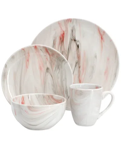 Elama Marble 16 Pc. Dinnerware Set, Service For 4 In Pink