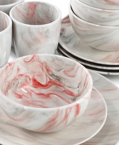 Elama Marble 16 Pc. Dinnerware Set, Service For 4 In Pink