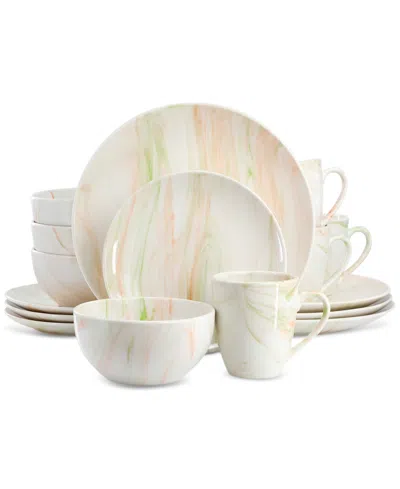 Elama Fine Marble Multi 16pc Porcelain Dinnerware Set In Multi