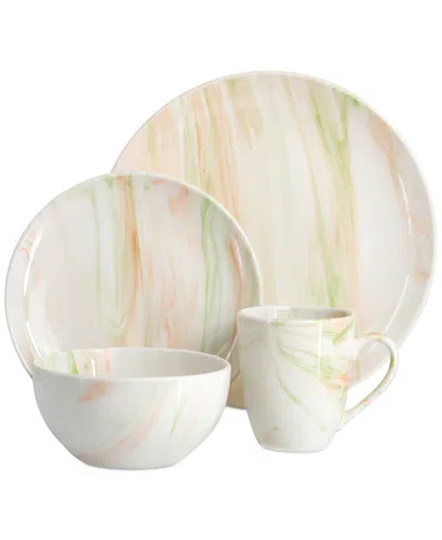 Elama Fine Marble Multi 16pc Porcelain Dinnerware Set In Multi