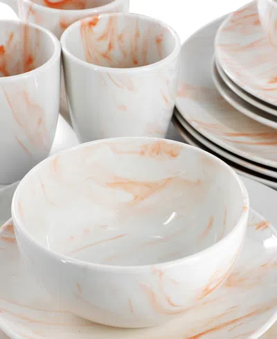 Elama Marble 16 Pc. Dinnerware Set, Service For 4 In Orange