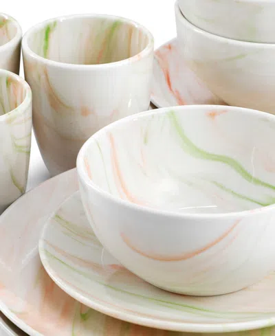 Elama Fine Marble Multi 16pc Porcelain Dinnerware Set In Multi