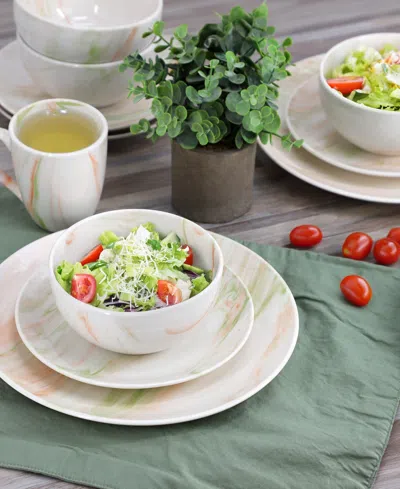 Elama Fine Marble Multi 16pc Porcelain Dinnerware Set In Multi