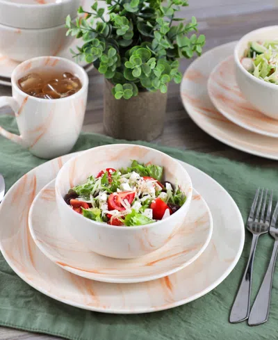 Elama Marble 16 Pc. Dinnerware Set, Service For 4 In Orange