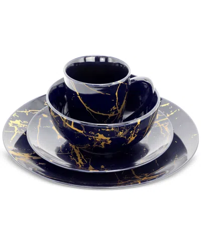 Elama Bolt 16 Pc. Dinnerware Set, Service For 4 In Blue