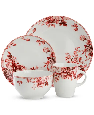 Elama Amor 16 Pc. Dinnerware Set, Service For 4 In Red