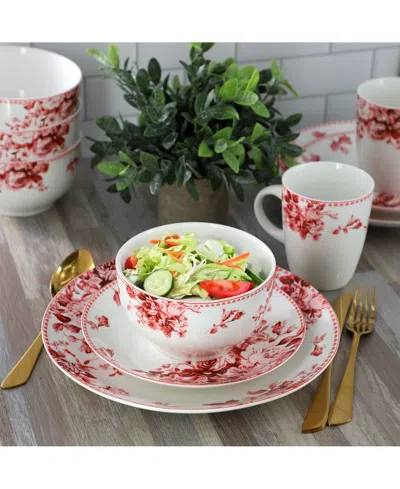 Elama Amor 16 Pc. Dinnerware Set, Service For 4 In Red