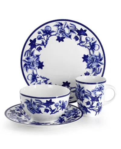 Elama Blue Orchid 16-pc. Dinnerware Set, Service For 4 In Blue