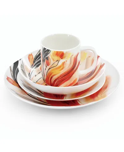 Elama Tulip Fields 16-pc. Dinnerware Set, Service For 4 In Multi