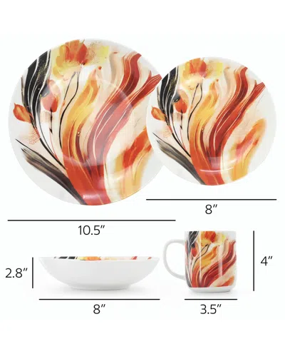 Elama Tulip Fields 16-pc. Dinnerware Set, Service For 4 In Multi