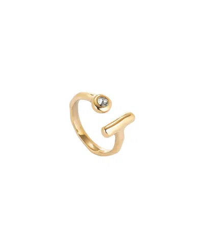 Unode50 Ring Of Metal Alloy Plated In Gold 18k With White Topaz