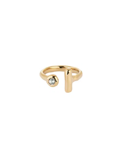 Unode50 Ring Of Metal Alloy Plated In Gold 18k With White Topaz