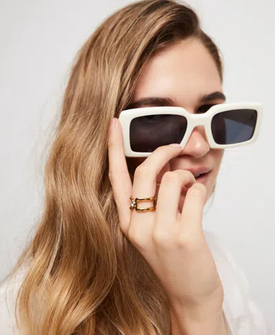 Unode50 Double Ring Of Metal Alloy Plated In Gold 18k With White Topaz
