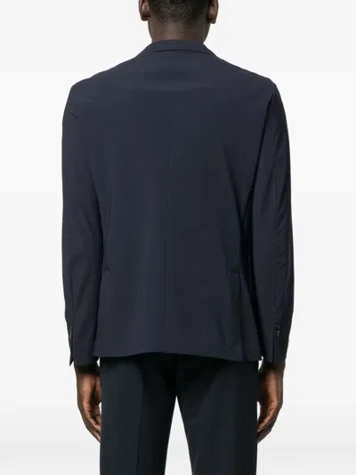 P.m.d.s Navy Blue Single Breasted Blazer In Blue