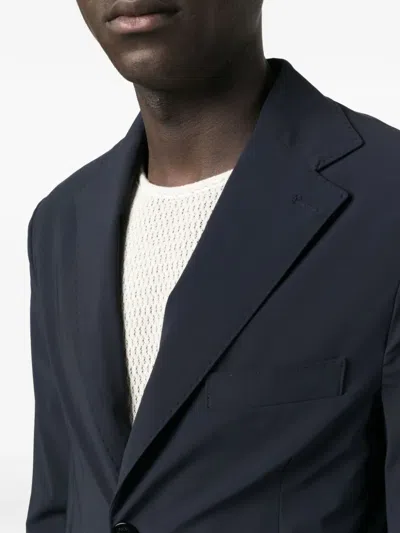 P.m.d.s Navy Blue Single Breasted Blazer In Blue