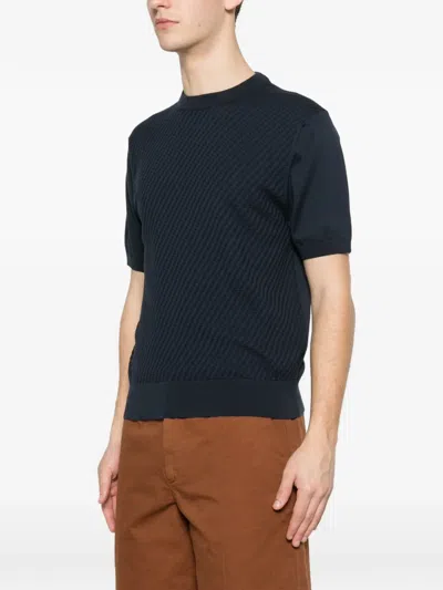 Canali Short-sleeved Crewneck T-shirt In Blue