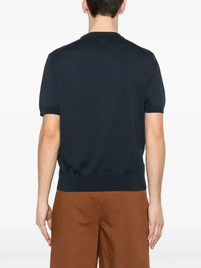 Canali Short-sleeved Crewneck T-shirt In Blue