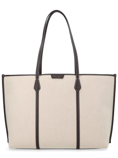 Tory Burch Perry Canvas Tote Bag Work Style In Nude