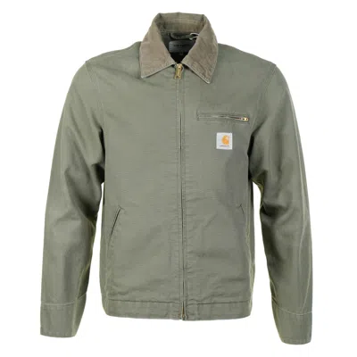 Carhartt Detroit Collared Jacket Front And Side Pockets In Green