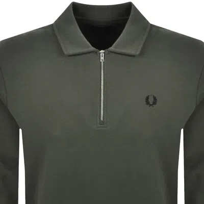 Fred Perry Collared Sweatshirt Green In Green